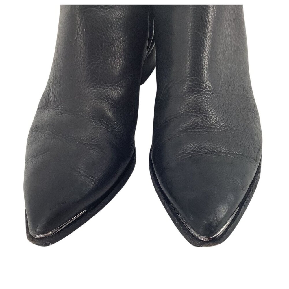 Marc Fisher Womens 6 MLYALE Ankle Cowgorl Boots Black Leather Pointed Toe Qualit - Picture 3 of 6